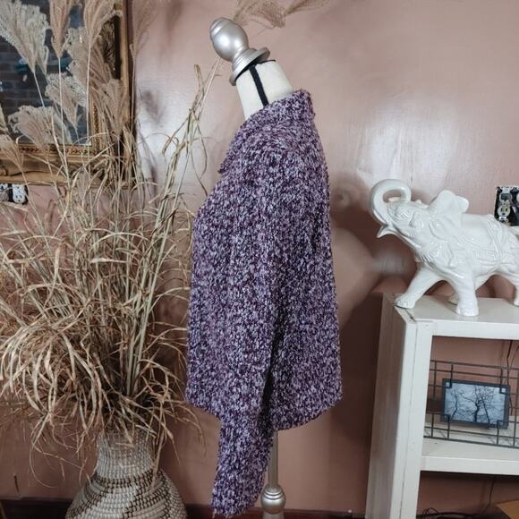 Dress Barn Size Medium M Purple Marbled Zipper Sweater Winter Warm Cozy Comfy - Picture 10 of 11